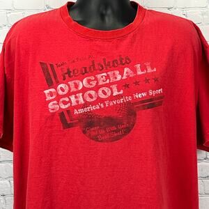 Vintage 90s Headshots Dodgeball School T Shirt Giant Red Tee Mens XXL 2XL